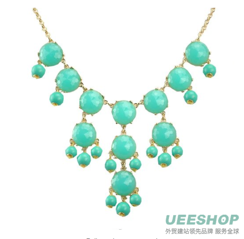 Large Lucite Teardrop Cluster Bib Necklace, 19"