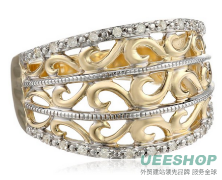 10k Yellow Gold Filigree Diamond Ring (1/10 cttw, I-J Color, I2-3 Clarity)