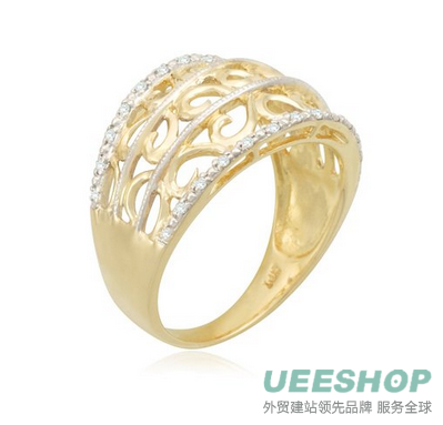 10k Yellow Gold Filigree Diamond Ring (1/10 cttw, I-J Color, I2-3 Clarity)