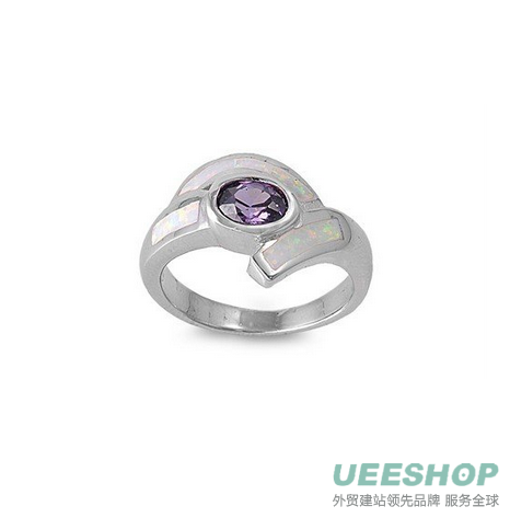 Sterling Silver Woman's Purple Colored CZ Ring Classic Comfort Fit Pure 925 Band 14mm Early Black Friday Sale