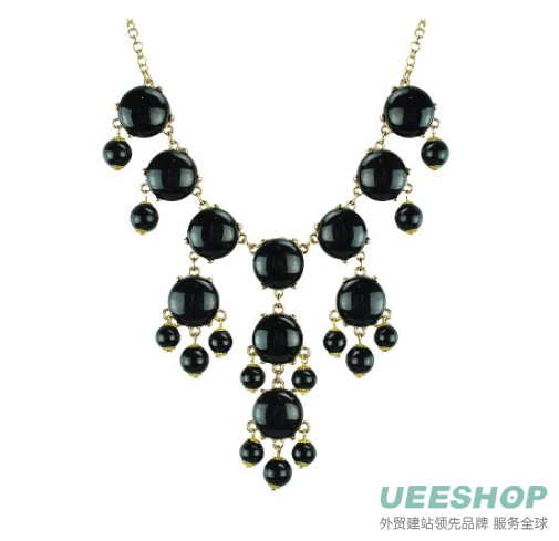 Large Lucite Teardrop Cluster Bib Necklace, 19"