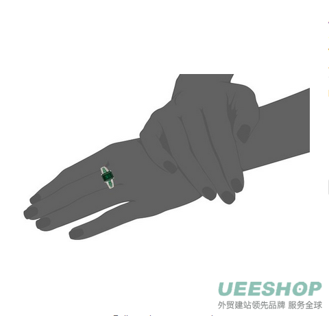 Sterling Silver Created Emerald and Created White Sapphire Octagon Ring