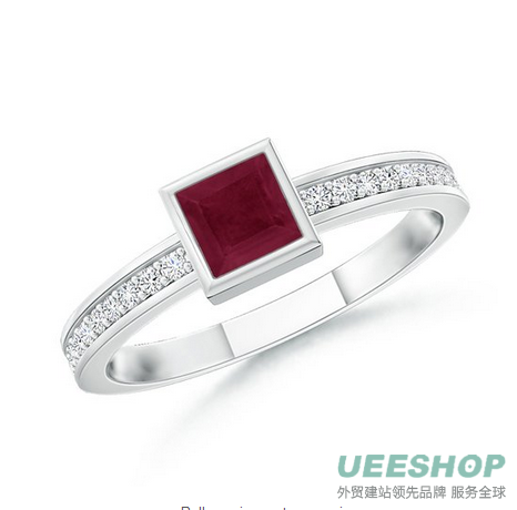 A Quality Square Ruby Ring with Round Diamonds