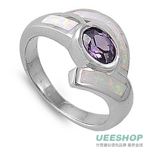 Sterling Silver Woman's Purple Colored CZ Ring Classic Comfort Fit Pure 925 Band 14mm Early Black Friday Sale