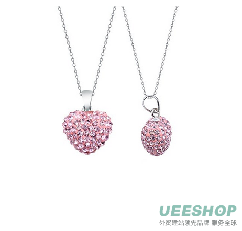 Authentic Pink Sapphire Color Heart Shape Pendant Crystals