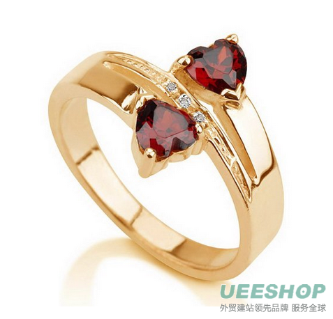 Birthstone Ring Heart Ring with Swarovski Stones Couples Ring Split Band Ring