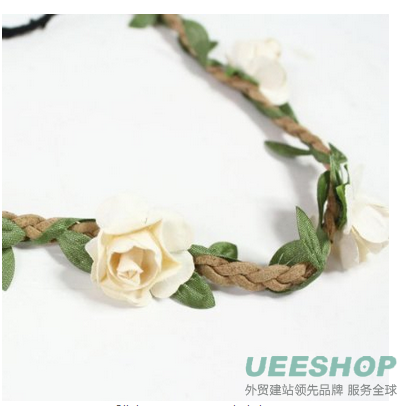 Fashionwu Women Boho Flower Hairband Party Wedding Headbands Beige