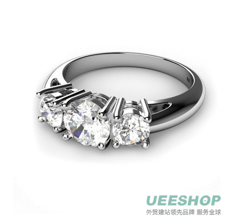 Sterling Silver 925 Cubic Zirconia CZ 3 Stone Engagement Ring