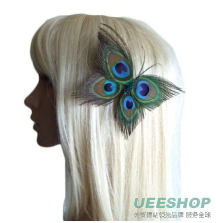 Lovely Vintage Jewelry Crystal Green Peacock Hair Clips - for hair clip Beauty Tools