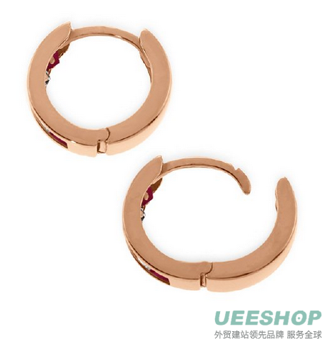 Gold Natural Emerald and White Topaz Hoop Huggie Earrings