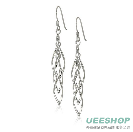 Sterling Silver Linear Swirl French Wire Earrings