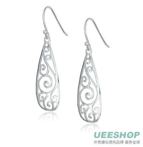 Sterling Silver Linear Swirl French Wire Earrings