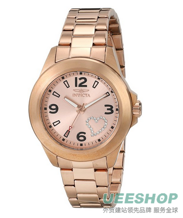 Invicta Women's 17934 "Angel" Rose Gold-Tone Watch with White Crystal Heart on Dial