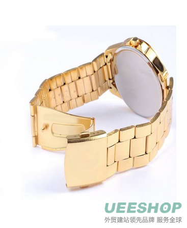 Bessky(TM) 2015 Womens Geneva Rhinestone Stainless Steel Quartz Wrist Watch(Gold)
