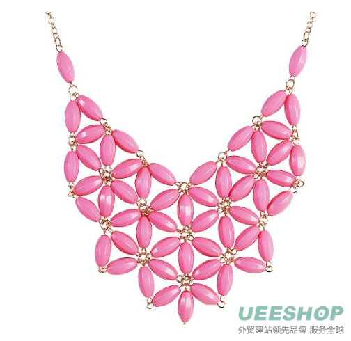 Jane Stone Tessellate Net Fashion Statement Beaded Jewelry Bib Necklace for Women