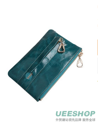 Fasot Women's Leather Zippered Clutch Money Clip Coin Purse Keychain Wallet