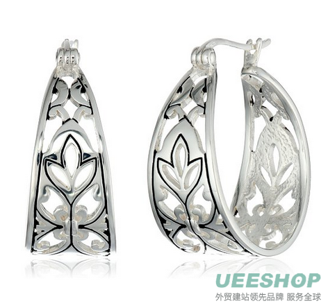 Sterling Silver Filigree Hoop Earrings (1.0" Diameter)