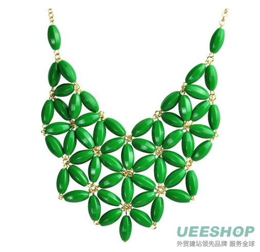 Jane Stone Tessellate Net Fashion Statement Beaded Jewelry Bib Necklace for Women