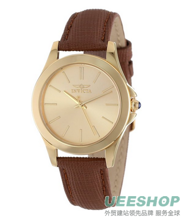 Invicta Women's 15150 "Angel" 18k Yellow Gold Ion-Plated Stainless Steel and Brown Leather Watch