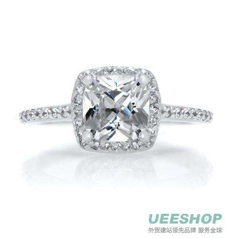 CZ Halo Cushion Cut Engagement Ring
