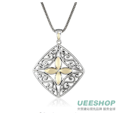 Sterling Silver Bali Inspired Swirl Marquise Pendant Necklace