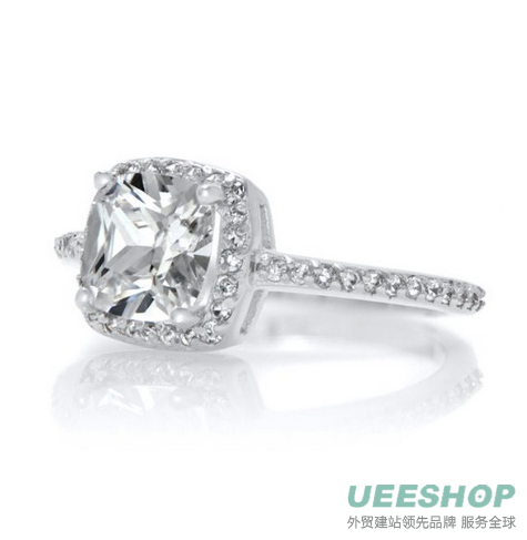 CZ Halo Cushion Cut Engagement Ring