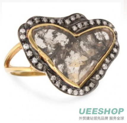 Fine Jewelry by Kevia "Byzantium" Heart Shaped Rough Cut Diamond Ring, Size 7