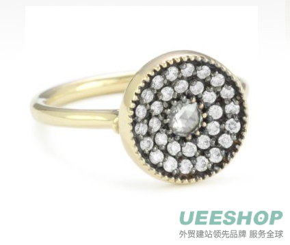Mizuki 14k Diamond Evil Eye Blackened Ring with Rose Cut Center