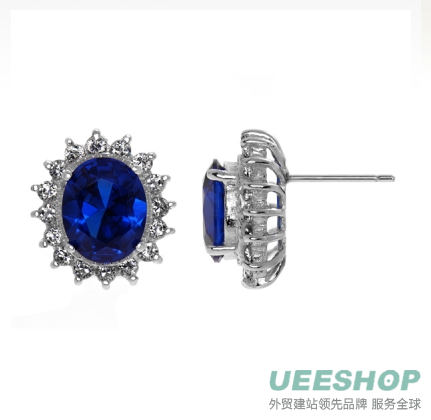 Kate's Fancy CZ Stud Earrings - Sapphire Blue