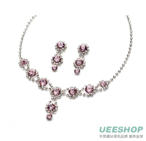 USABride Jewelry Set Sparkling Crystal Rhinestone, Necklace & Earrings Jewelry Set 503