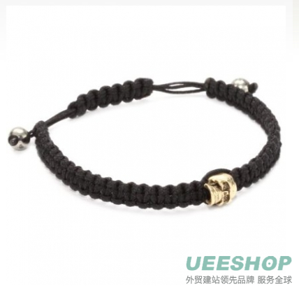 Very Me ''FUN'' Gold Skull Black Cord Bracelet, 8mm