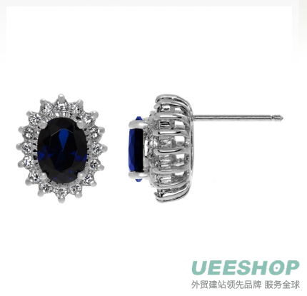 Kate's Fancy CZ Stud Earrings - Sapphire Blue Petite