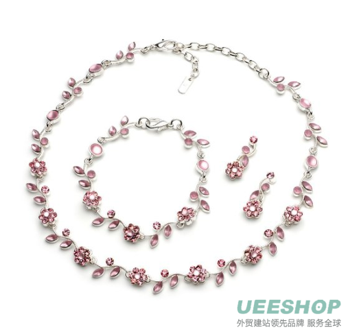 USABride Floral Vine 3-Piece Necklace, Earrings & Bracelet Jewelry Set 1556