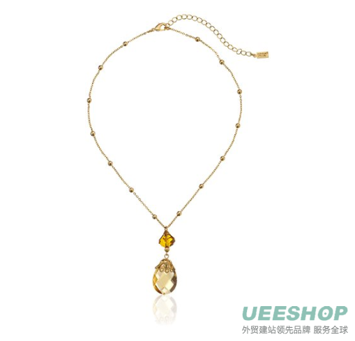 1928 Jewelry Gold-Tone Topaz Crystal Pendant Necklace, 16&quot;