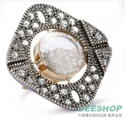 Moritz Glik "Kaleidescope" 18K Gold, Oxidized Silver and Diamond Statement Ring, Size 7