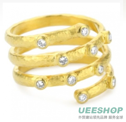 GURHAN &quot;Spring&quot; 10 White Diamond High Karat Gold Coil Ring, Size 7