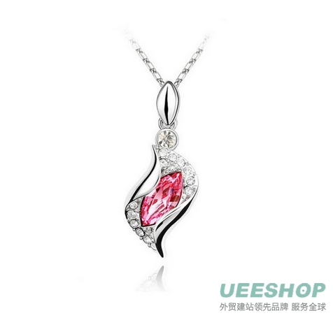 KATGI White Gold Plated Rhinestone Colorful Flash Drill Phoenix Crystal Pendant Necklace