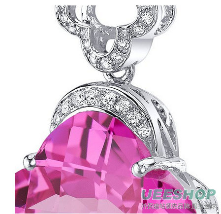 Lilly Cut Large 22.00 carats Sterling Silver Rhodium Finish Created Pink Sapphire Pendant