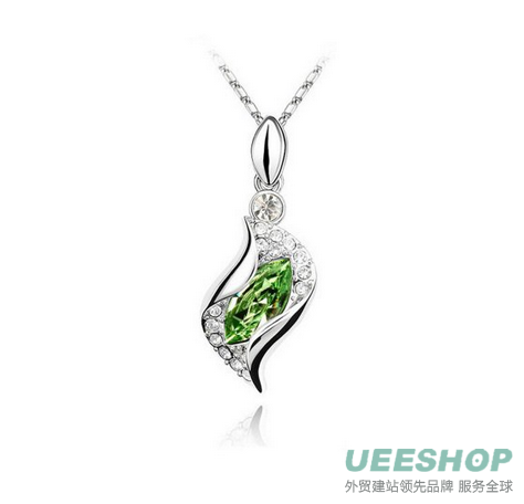 KATGI White Gold Plated Rhinestone Colorful Flash Drill Phoenix Crystal Pendant Necklace