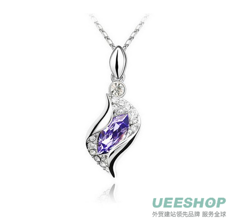 KATGI White Gold Plated Rhinestone Colorful Flash Drill Phoenix Crystal Pendant Necklace
