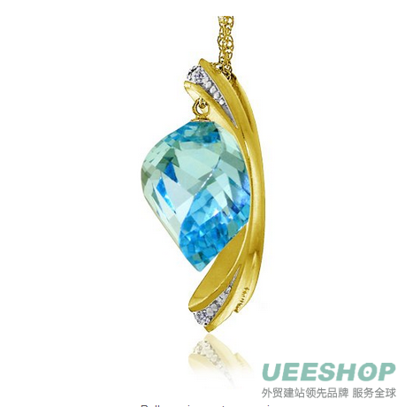 Yellow Gold Necklace with Natural Twisted Briolette Blue Topaz and Diamonds