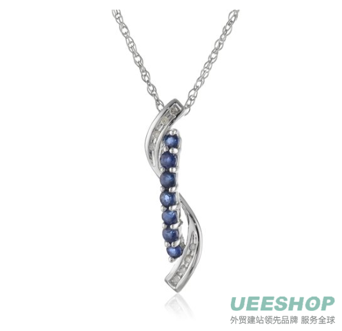 Sterling Silver Blue Sapphire or Ruby and Diamond Stick Pendant Necklace (0.04 cttw, I-J Color, I2-I3 Clarity), 18"