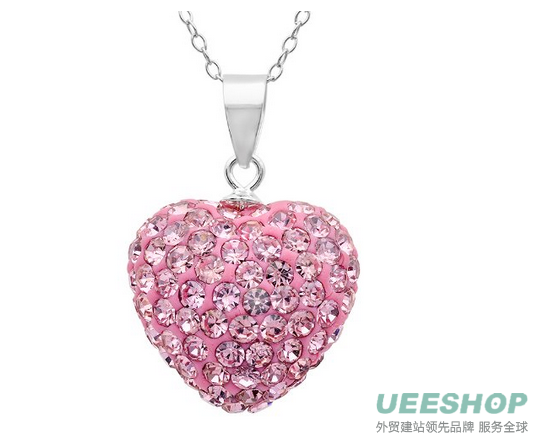 Authentic Pink Sapphire Color Heart Shape Pendant Crystals