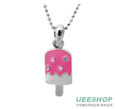 Mini Ice Cream Bar Necklace, Fuschia Color